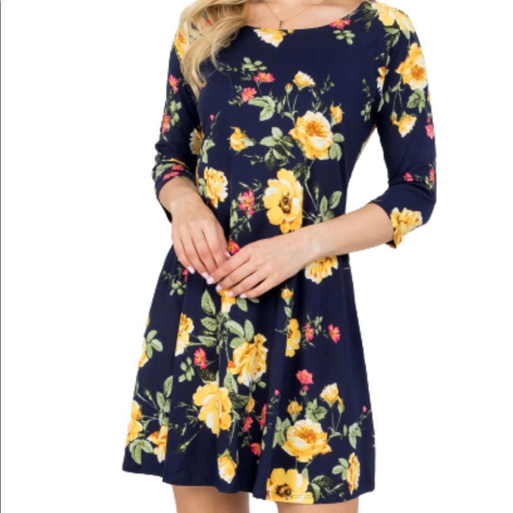 Navy with flower print dress